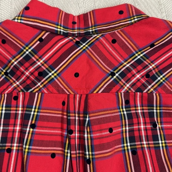 Talbots size med petite red plaid shirt with polka dots, cotton blend, fall - Picture 8 of 12